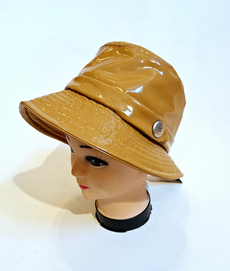 Chapeau de pluie tissu en vinyle uni beige - ceinture élégante - Taille large 56/57cm 