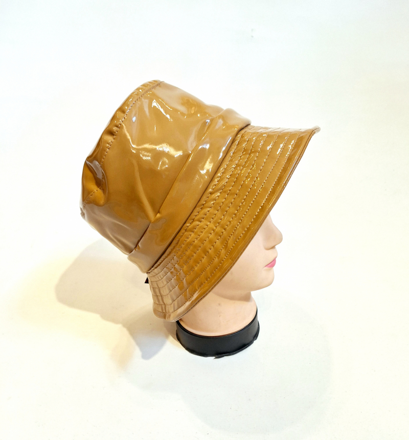Chapeau de pluie tissu en vinyle uni beige - ceinture élégante - Taille large 56/57cm 
