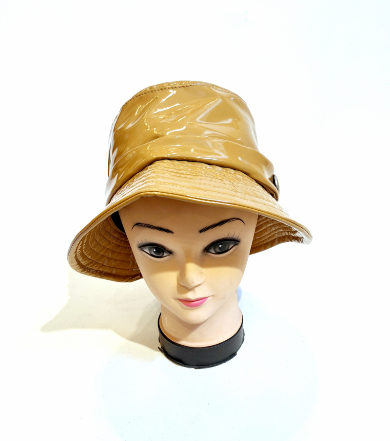 Chapeau de pluie tissu en vinyle uni beige - ceinture élégante - Taille large 56/57cm 