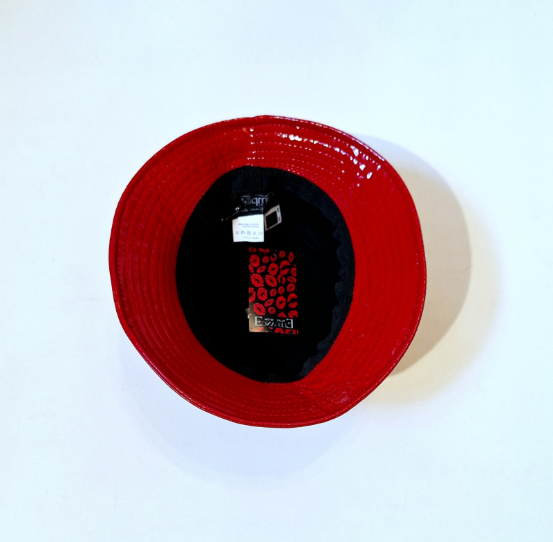 Chapeau de pluie tissu en vinyle uni rouge - ceinture élégante - Taille large 56/57cm 
