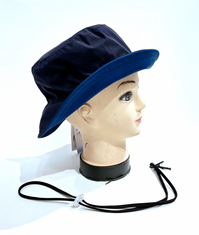 Chapeau de pluie français uni bleu marine mâte bord intérieur bleu outremer - Teliabic/MTM - T 59 - cordon ajustable