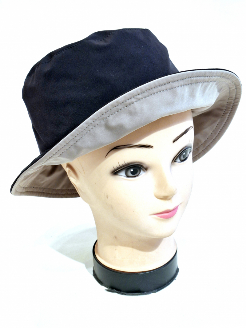 Chapeaux de pluie français uni noir mâte bord beige - Teliabic - T 59 - cordon ajustable