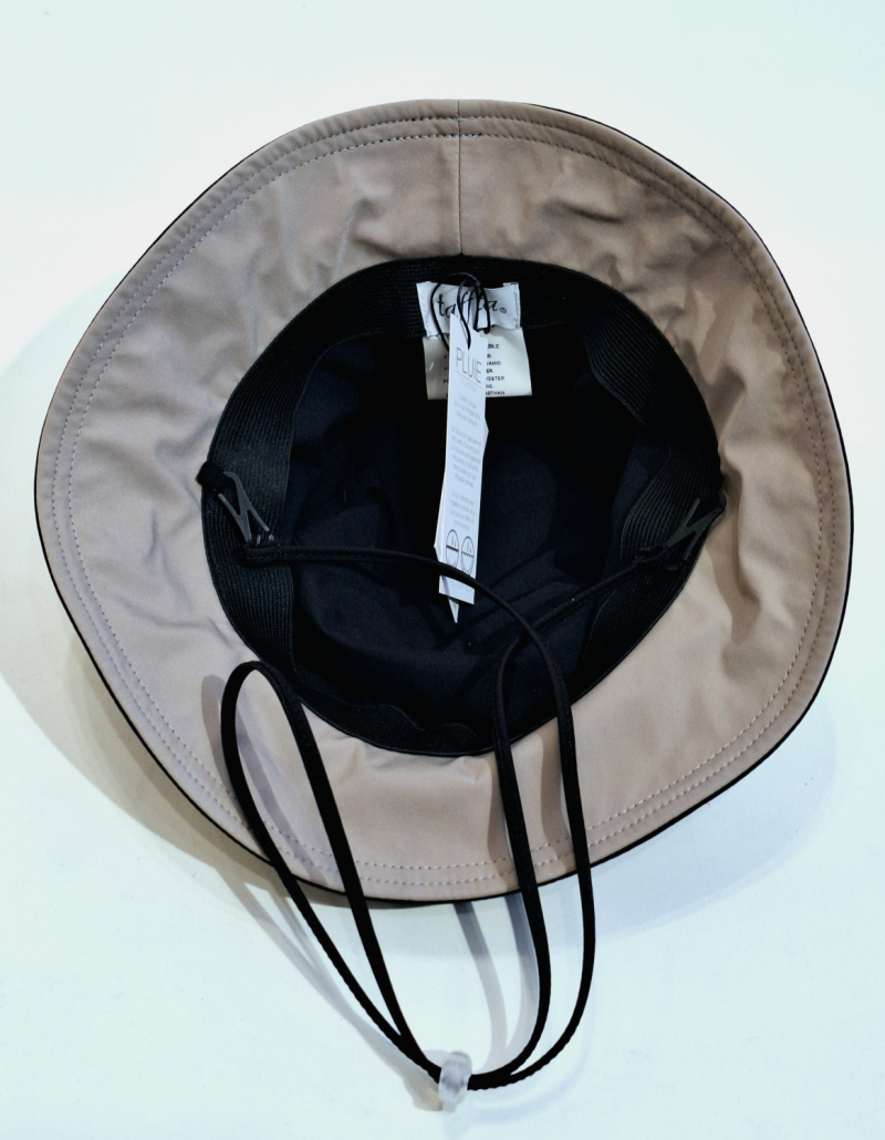 Chapeaux de pluie français uni noir mâte bord beige - Teliabic - T 59 - cordon ajustable