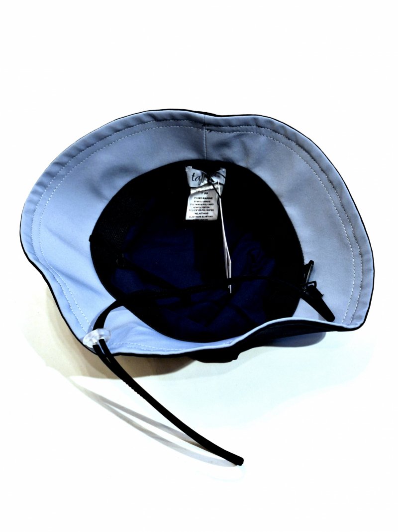Chapeau de pluie français uni marine mâte bord intérieur nuage - Collection Taffta - T 57 - cordon ajustable