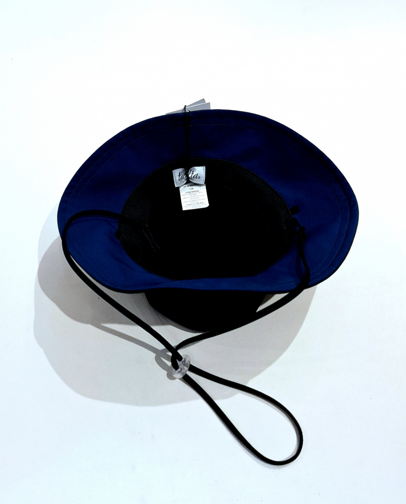 Chapeau de pluie français uni marine mâte bord intérieur bleu outremer- Collection Taffta - T 57 - Cordon ajustable