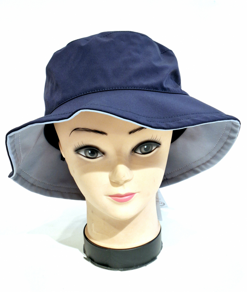 Chapeau de pluie français uni marine mâte bord intérieur nuage - Collection Taffta - T 57 - cordon ajustable