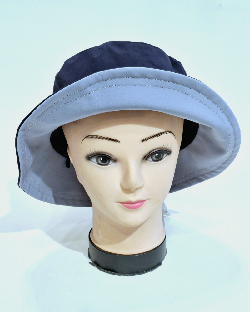 Chapeau de pluie français uni marine mâte bord intérieur nuage - Collection Taffta - T 57 - cordon ajustable