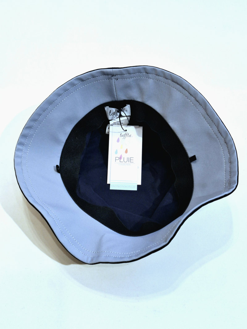 Chapeau de pluie français uni marine mâte bord intérieur nuage - Collection Taffta - T 57 - cordon ajustable