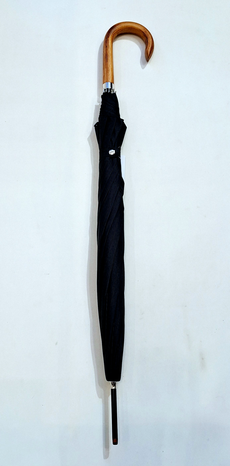 Parapluie homme long auto noir pg courbe bois Figaro - Léger & résistant
