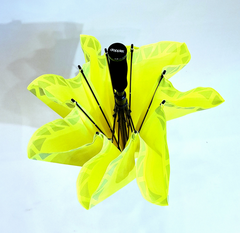 Parapluie golf XXL auto uni jaune bande fluo 133 cm Doppler - large & résistant