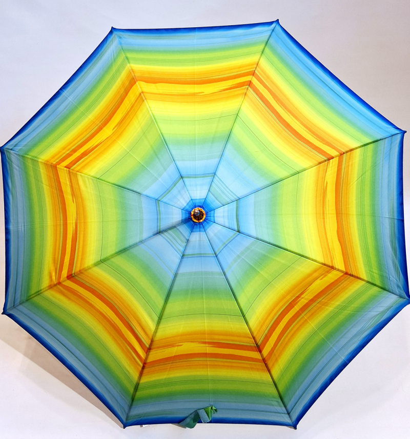 Parapluie long automatique coloré vert jaune imprimé rayé Doppler- Grand & solide 