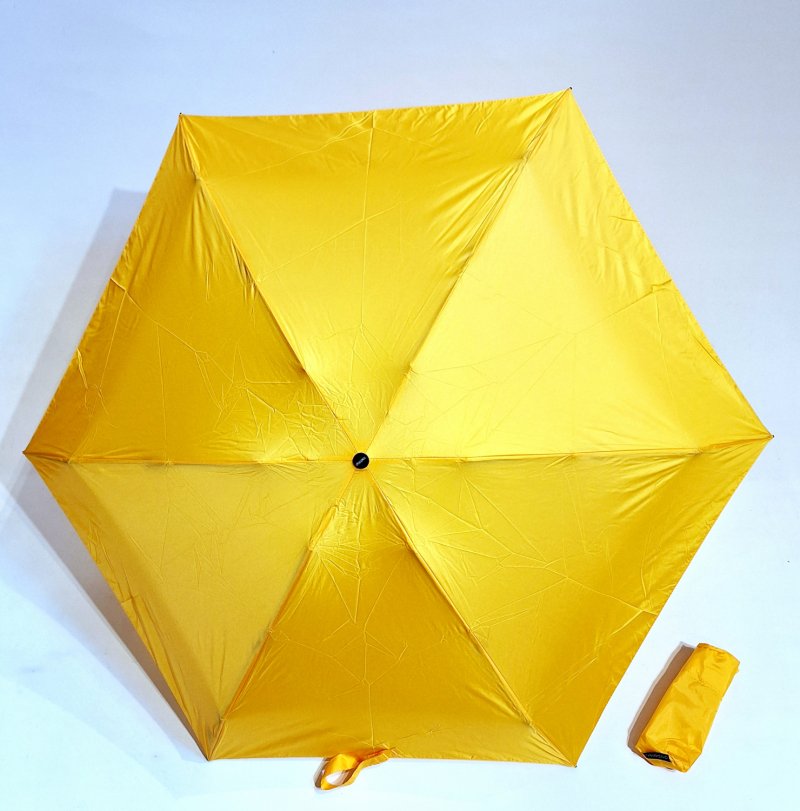 Parapluie + PETIT MICRO LEGER pliant uni manuel jaune - Micro rond 16 cm & Pas cher