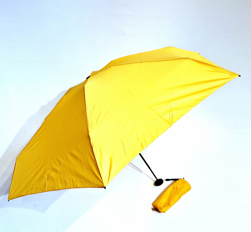 Parapluie + PETIT MICRO LEGER pliant uni manuel jaune - Micro rond 16 cm & Pas cher