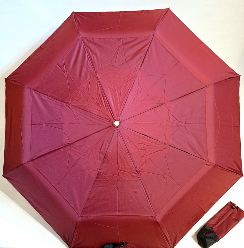 Parapluie golf mini pliant automatique double toile bordeaux - housse zippée - XXL 125cm & résistant