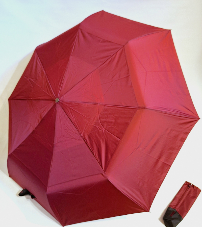 Parapluie golf mini pliant automatique double toile bordeaux - housse zippée - XXL 125cm & résistant