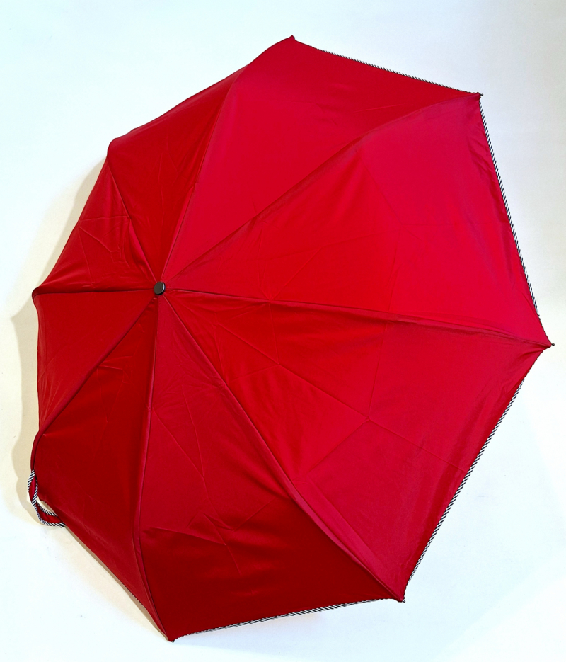 Mini parapluie pliant automatique uni rouge biais zébré français de qualité - léger & solide - Elégant
