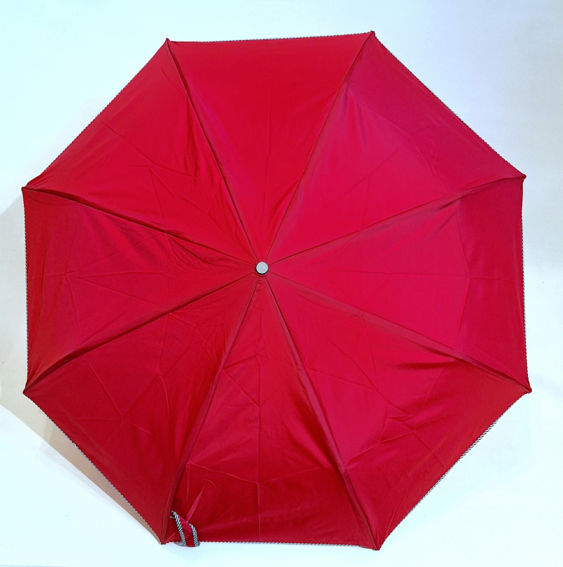 Mini parapluie pliant automatique uni rouge biais zébré français de qualité - léger & solide - Elégant