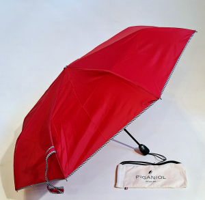 Mini parapluie pliant automatique uni rouge biais zébré français de qualité - léger & solide - Elégant