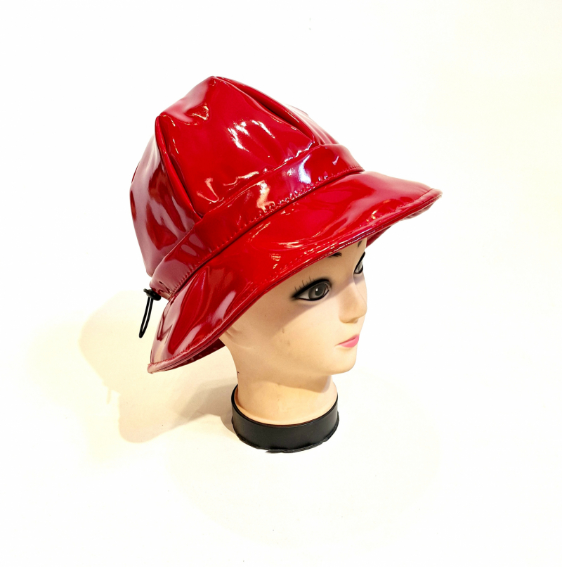 Chapeaux de pluie ajustable en vinyle rouge Taille M/L 56/57/58/59 cm - Léger & confortable