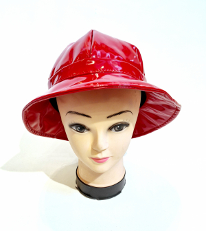 Chapeaux de pluie ajustable en vinyle rouge Taille M/L 56/57/58/59 cm - Léger & confortable