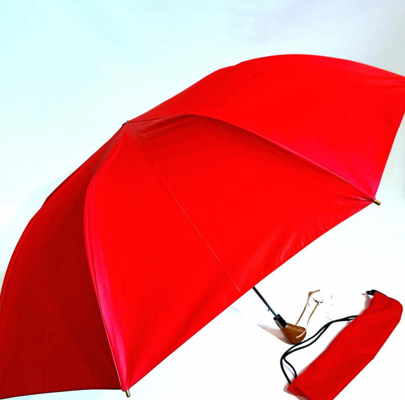 Grand parapluie golf pliant automatique rouge housse sac à dos Randonneur Piganiol français - Large130cm & robuste