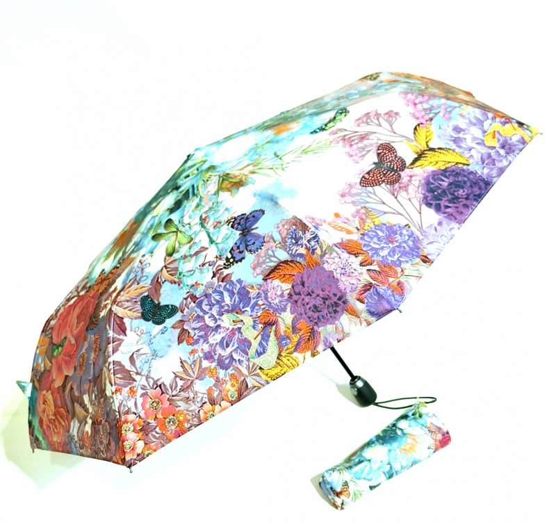 Parapluie mini automatique imprimé papillons français Collection Brokante - Grand & solide