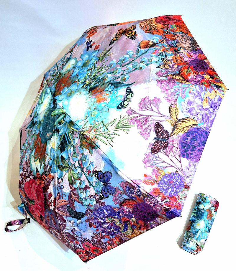 Parapluie mini automatique imprimé papillons français Collection Brokante - Grand & solide