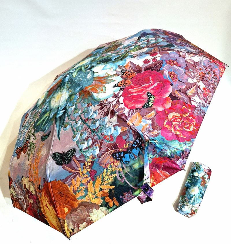 Parapluie mini automatique imprimé papillons français Collection Brokante - Grand & solide