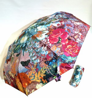 Parapluie mini automatique imprimé papillons français Collection Brokante - Grand & solide