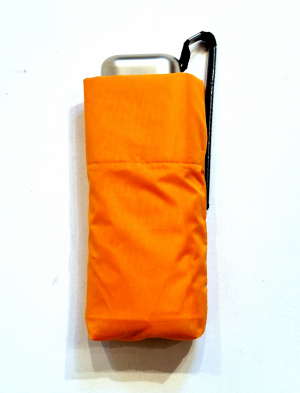 Parapluie de poche micro plat orange Vaux français - Petit léger manuel & 7 brches résistant - Top qualité