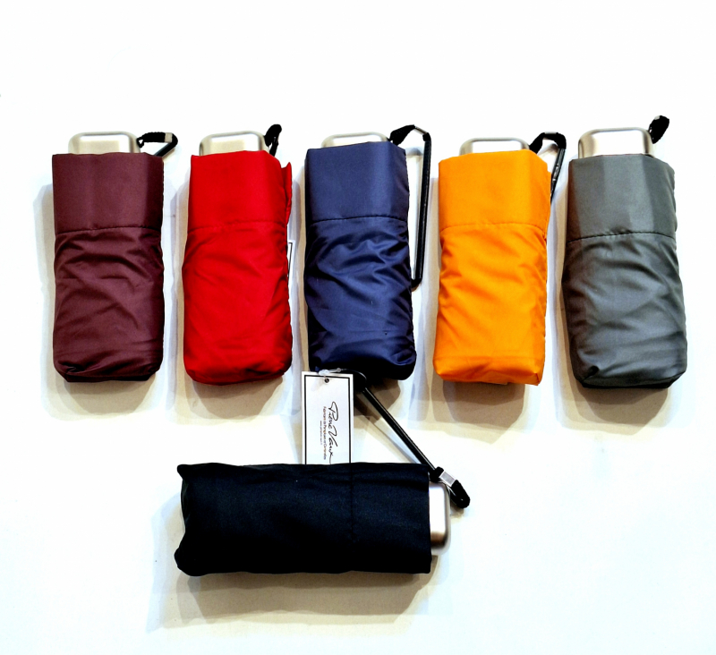 Parapluie de poche micro plat kaki Vaux français - Petit léger manuel & 7 brches résistant - Top qualité