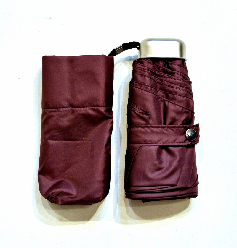 Parapluie de poche micro plat bordeaux Vaux français - Petit léger manuel & 7 brches résistant - Top qualité