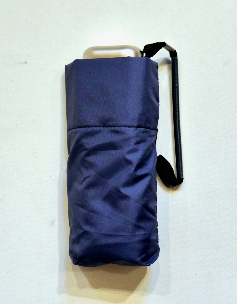 Parapluie de poche micro plat bleu canard Vaux français - Petit 17cm - Léger manuel & 7 brches résistant - Top qualité
