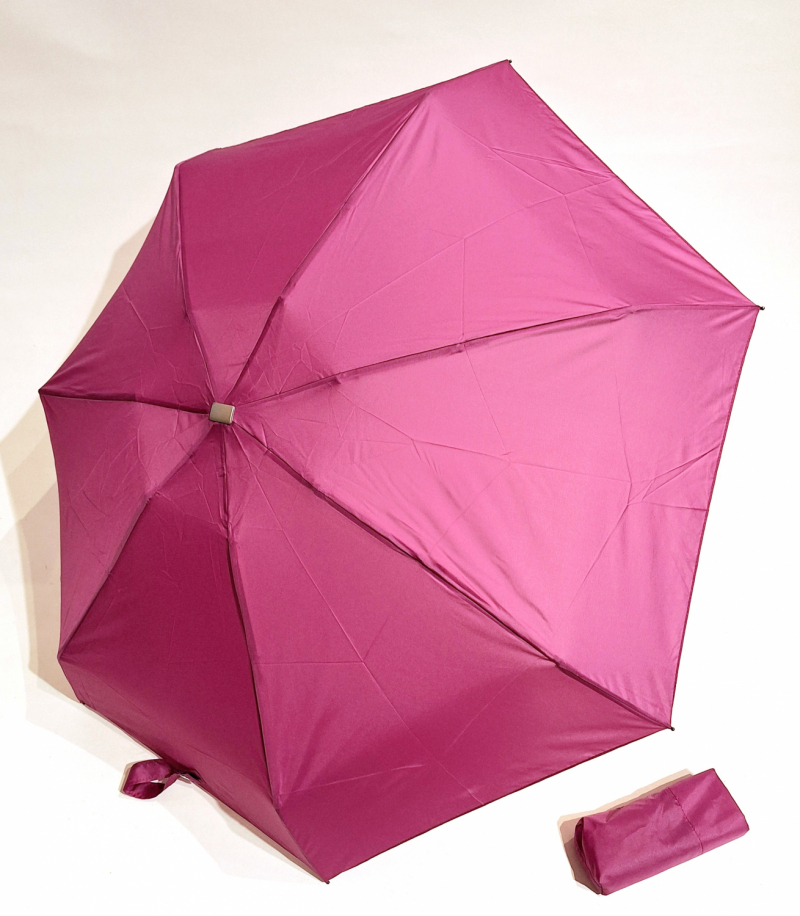 Parapluie de poche micro plat fuchsia Vaux français - Petit 17cm - Léger manuel & 7 brches résistant - Top qualité