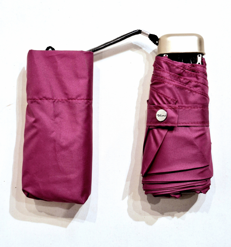 Parapluie de poche micro plat fuchsia Vaux français - Petit 17cm - Léger manuel & 7 brches résistant - Top qualité