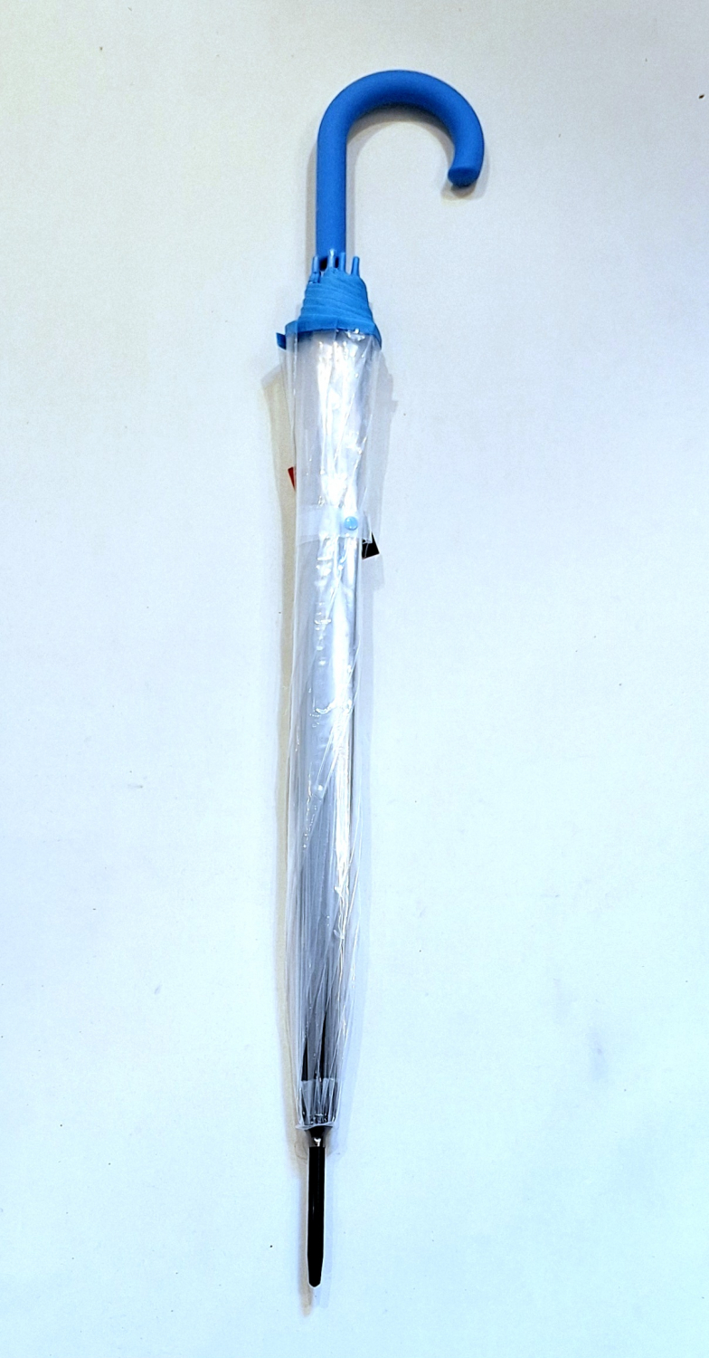 Parapluie transparent CLOCHE Pas Cher long automatique ganse bleu ciel 8 branches carbone Doppler - léger & solide 