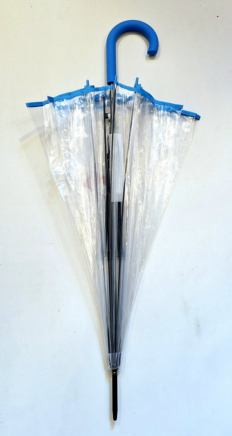 Parapluie transparent CLOCHE Pas Cher long automatique ganse bleu ciel 8 branches carbone Doppler - léger & solide 