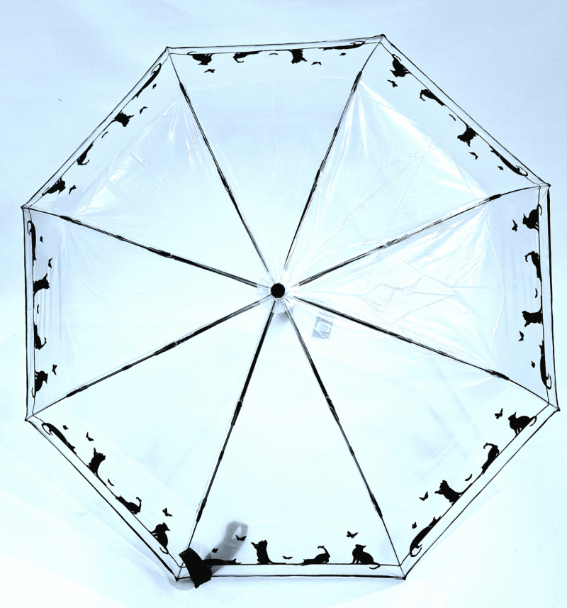  Parapluie transparent CHAT mini pliant automatique open close - léger & solide 