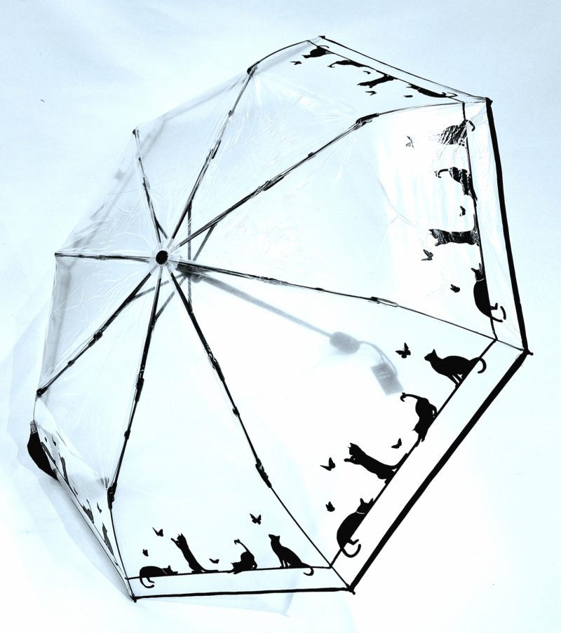  Parapluie transparent CHAT mini pliant automatique open close - léger & solide 