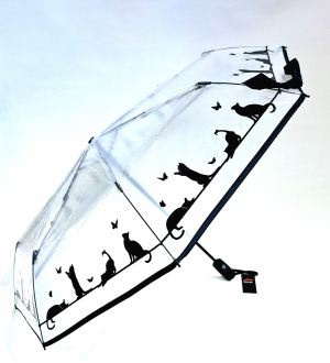  Parapluie transparent CHAT mini pliant automatique open close - léger & solide 