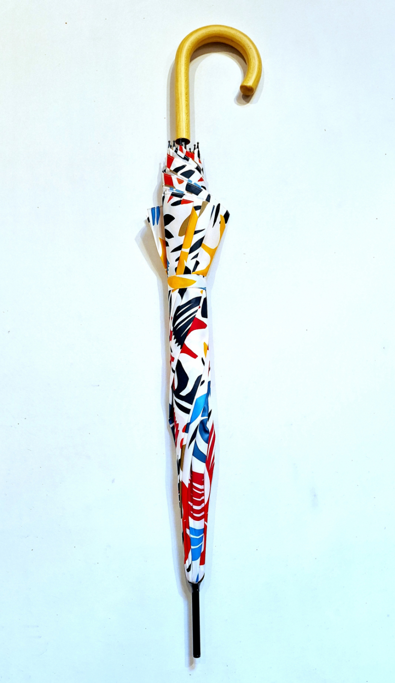 Parapluie grand automatique ivoire imprimé fleurs peintes colorées 