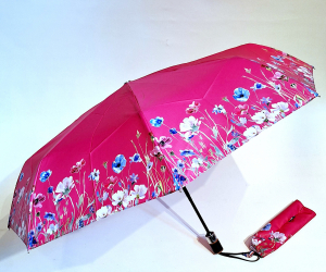 Parapluie mini pliant automatique ouvert/fermé rose imprimé bord floral Neyrat Français - léger & résistant