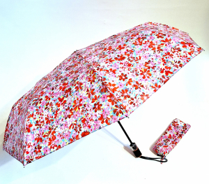 Parapluie mini pliant automatique Op/Cl orange imprimé Printemps Neyrat Français - léger & résistant