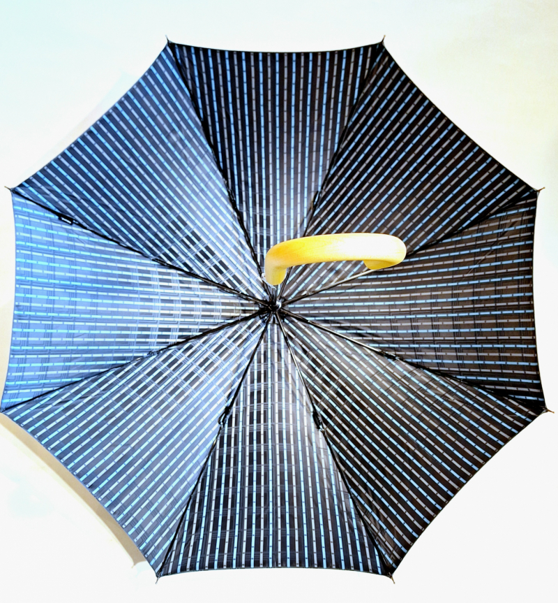 Parapluie grand automatique poignée bois Tissu luxe Jacquard Vert imprimé Français - Elégant & Fait main 