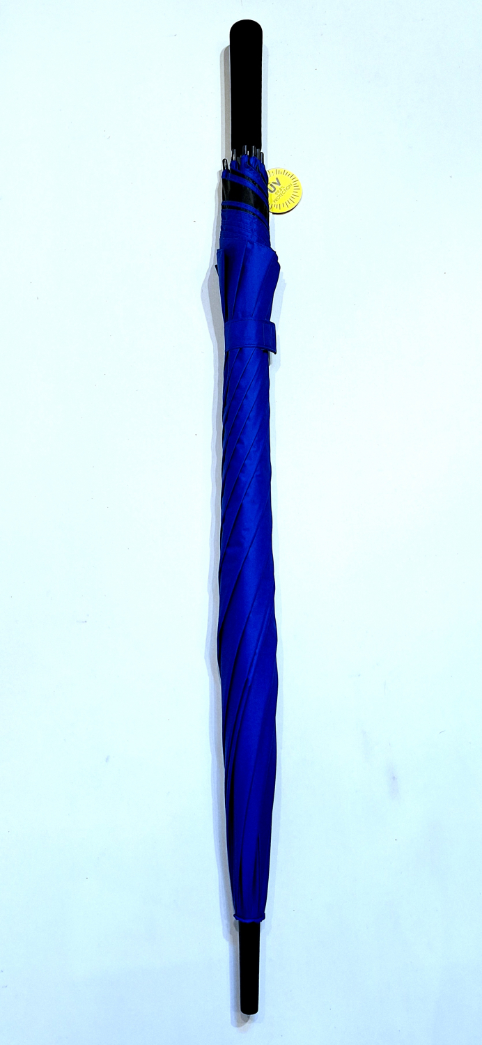 Parapluie golf XXL SLIM manuel anti UV 100% uni Bleu océan / Noir 128 cm diam - Ultra léger 360g