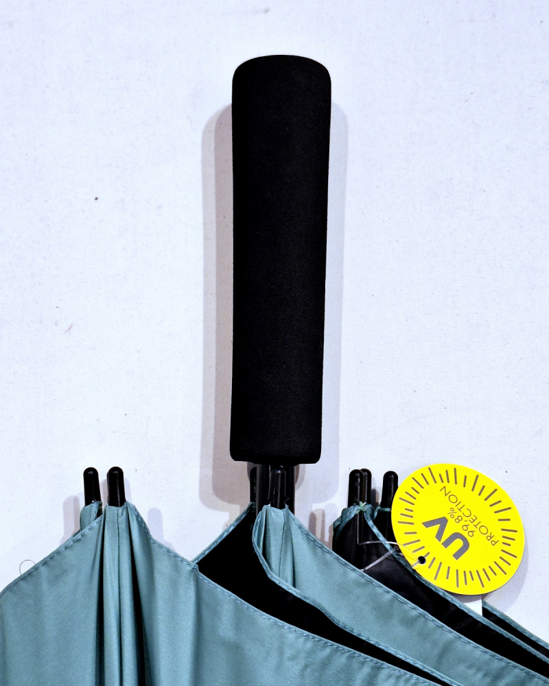 Parapluie golf XXL SLIM manuel anti UV 100% uni Vert d'eau / Noir128 cm diam - Ultra léger 360g