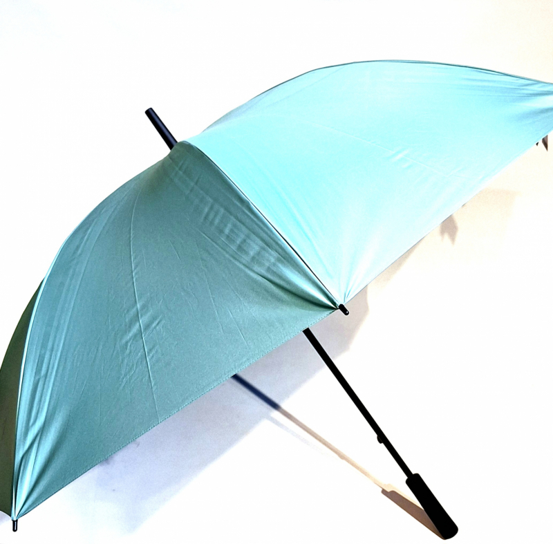 Parapluie golf XXL SLIM manuel anti UV 100% uni Vert d'eau / Noir128 cm diam - Ultra léger 360g