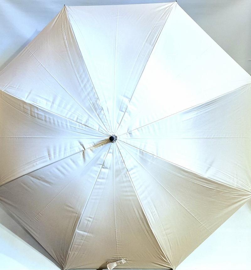 Parapluie golf XXL SLIM manuel anti UV 100% uni Beige / Noir 128 cm diam - Ultra léger 360g
