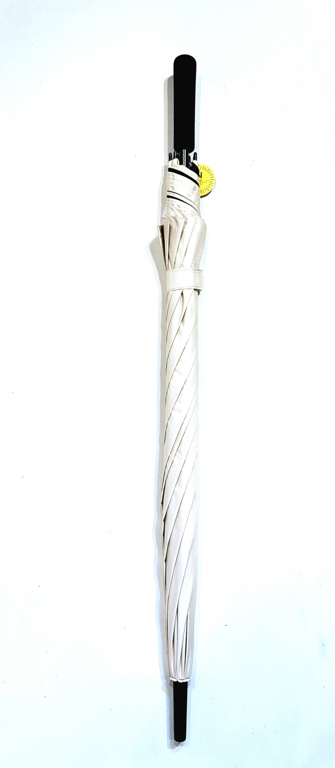 Parapluie golf XXL SLIM manuel anti UV 100% uni Beige / Noir 128 cm diam - Ultra léger 360g