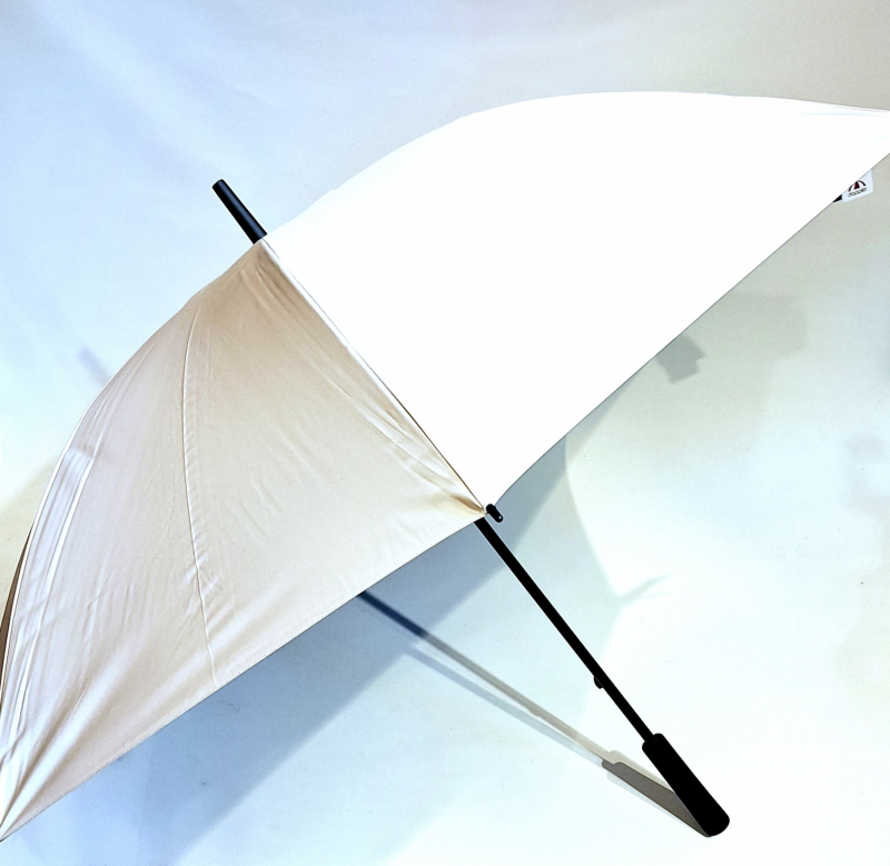 Parapluie golf XXL SLIM manuel anti UV 100% uni Beige / Noir 128 cm diam - Ultra léger 360g